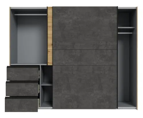 Kleiderschrank Schwebetürenschrank WINN 2 | 2-türig | Artisan Eiche / Dunkelgrau | verschiedene Größe