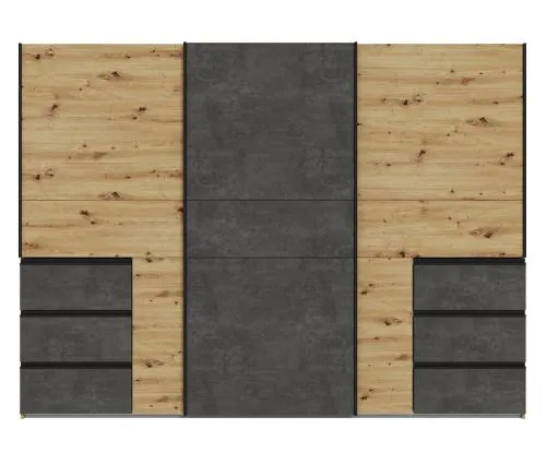 Kleiderschrank Schwebetürenschrank WINN 2 | 2-türig | Artisan Eiche / Dunkelgrau | verschiedene Größe