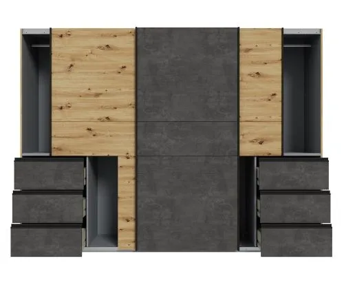 Kleiderschrank Schwebetürenschrank WINN 2 | 2-türig | Artisan Eiche / Dunkelgrau | verschiedene Größe