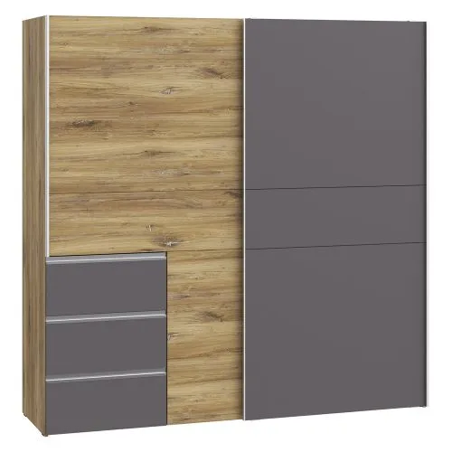 Kleiderschrank Schwebetürenschrank WINN 2 | 2-türig | Flagstaff Eiche / Grau