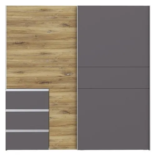 Kleiderschrank Schwebetürenschrank WINN 2 | 2-türig | Flagstaff Eiche / Grau