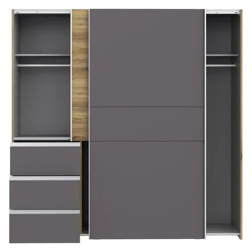 Kleiderschrank Schwebetürenschrank WINN 2 | 2-türig | Flagstaff Eiche / Grau