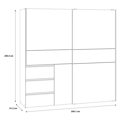 Kleiderschrank Schwebetürenschrank WINN 2 | 2-türig | Flagstaff Eiche / Grau