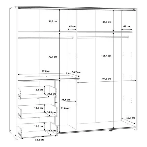 Kleiderschrank Schwebetürenschrank WINN 2 | 2-türig | Flagstaff Eiche / Grau