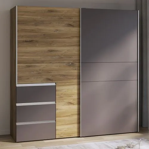 Kleiderschrank Schwebetürenschrank WINN 2 | 2-türig | Flagstaff Eiche / Grau