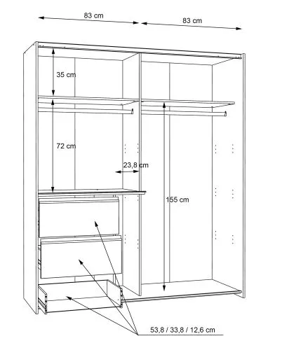 Kleiderschrank Schwebetürenschrank WINN 2 | 2-türig | Sonoma Eiche