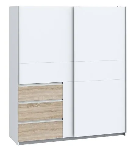 Kleiderschrank Schwebetürenschrank WINN 2 | 2-türig | weiß / Sonoma Eiche