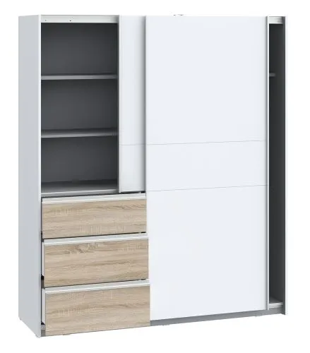 Kleiderschrank Schwebetürenschrank WINN 2 | 2-türig | weiß / Sonoma Eiche