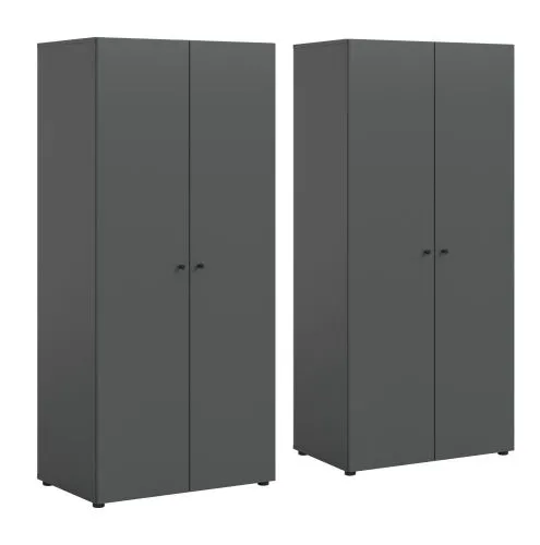 Kleiderschrank set Darwin | 2-teilig | mit 2 Türen | anthrazit