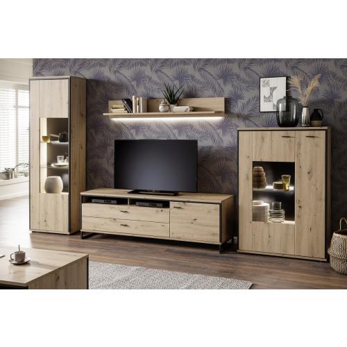 Kombi-Highboard Buenos Aires | Balkeneiche | LED Beleuchtung