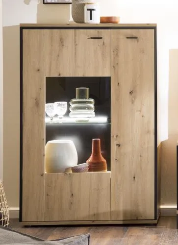 Kombi-Highboard Buenos Aires | Balkeneiche | LED Beleuchtung