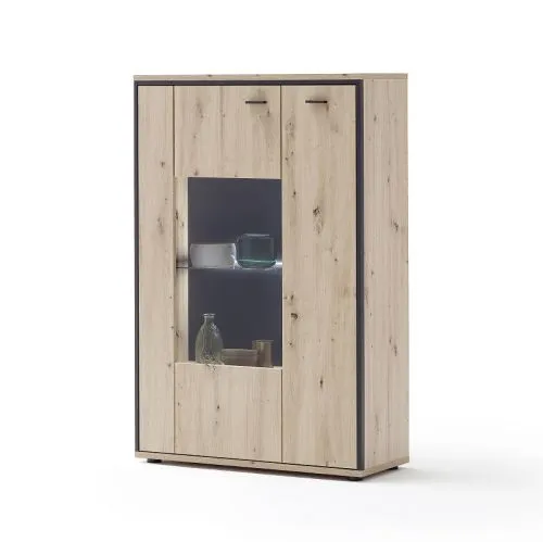 Kombi-Highboard Buenos Aires | Balkeneiche | mit 1-er Set LED Rückwandbeleuchtung