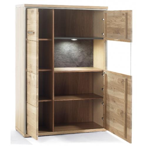 Kombi-Highboard (L) Espero | Asteiche Bianco | LED Beleuchtung