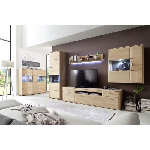 Kombi-Highboard Tarragona | Eiche Bianco | LED Beleuchtung