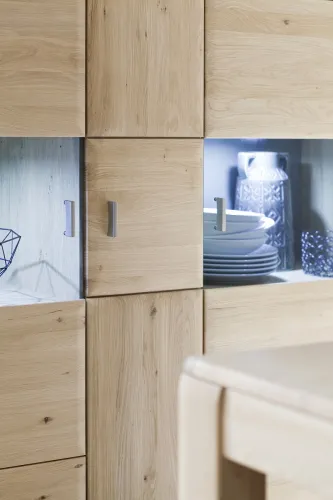 Kombi-Highboard Tarragona | Eiche Bianco | ohne Beleuchtung