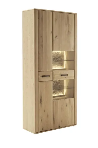Kombi -Vitrine Alento | Asteiche / Balkeneiche | mit Beleuchtung