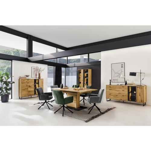 Kombi-Vitrine Arezzo | Wildeiche / anthrazit | LED Beleuchtung