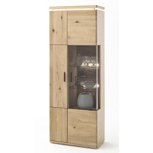 Kombi-Vitrine Barcelona | Balkeneiche Bianco / Eiche Bianco | inkl. LED Beleuchtung