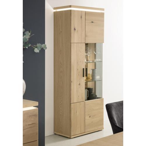 Kombi-Vitrine Barcelona | Balkeneiche Bianco / Eiche Bianco | inkl. LED Beleuchtung