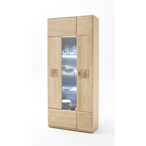 Kombi-Vitrine Bologna | Eiche Bianco | LED Beleuchtung