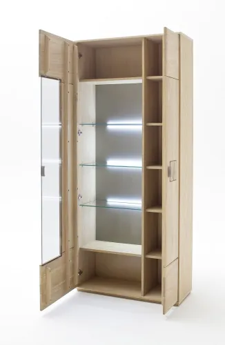 Kombi-Vitrine Bologna | Eiche Bianco | ohne Beleuchtung