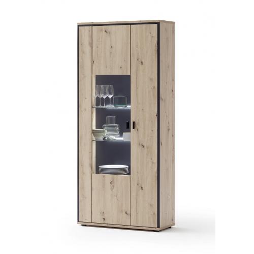 Kombi-Vitrine Buenos Aires | Balkeneiche | LED Beleuchtung