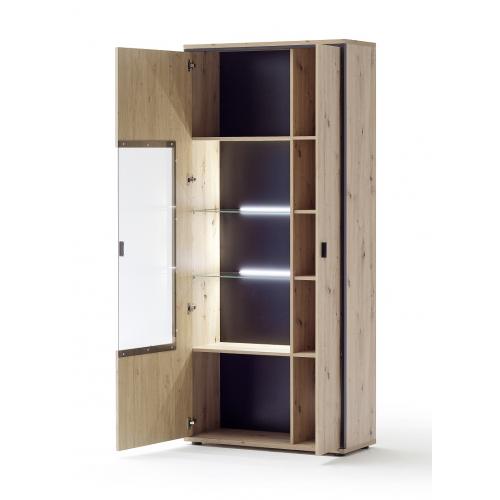 Kombi-Vitrine Buenos Aires | Balkeneiche | LED Beleuchtung