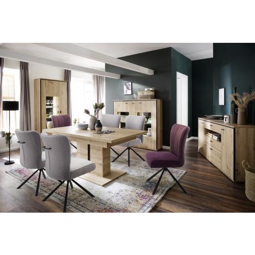 Kombi-Vitrine Buenos Aires | Balkeneiche | LED Beleuchtung