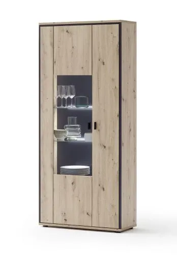 Kombi-Vitrine Buenos Aires | Balkeneiche | LED Beleuchtung