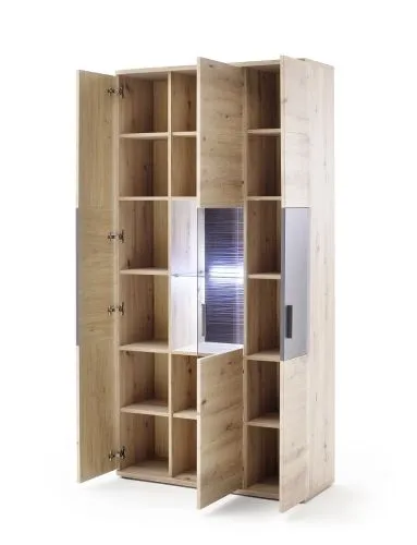 Kombi-Vitrine Cortona | Balkeneiche / anthrazit | ohne Beleuchtung