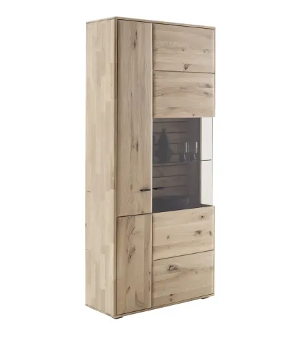 Kombi-Vitrine Girona | Ast / Balkeneiche | mit Beleuchtung Komplettset