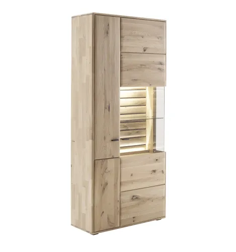 Kombi-Vitrine Girona | Ast / Balkeneiche | ohne Beleuchtung