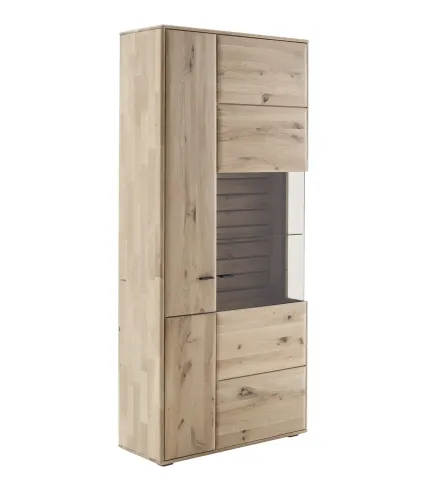 Kombi-Vitrine Girona | Ast / Balkeneiche | optional LED Beleuchtung