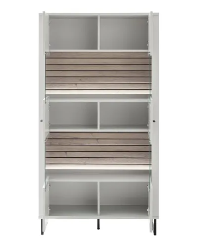 Kombi-Vitrine Louisiana | Modern White | mit Beleuchtung