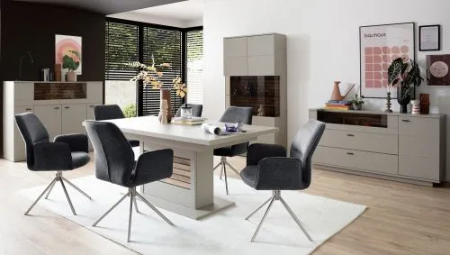 Kombi-Vitrine Lüttich | Basalt / Wotan Eiche | ohne Beleuchtung