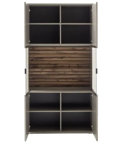 Kombi-Vitrine Lüttich | Basalt / Wotan Eiche | optional LED Beleuchtung