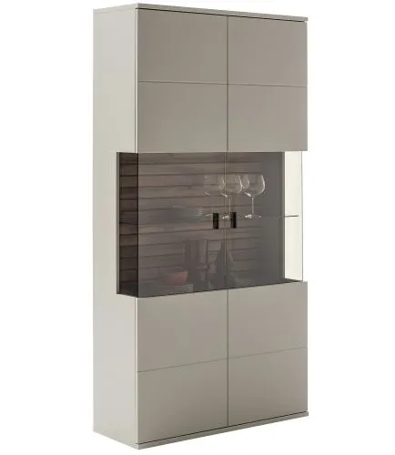 Kombi-Vitrine Lüttich | Basalt / Wotan Eiche | optional LED Beleuchtung