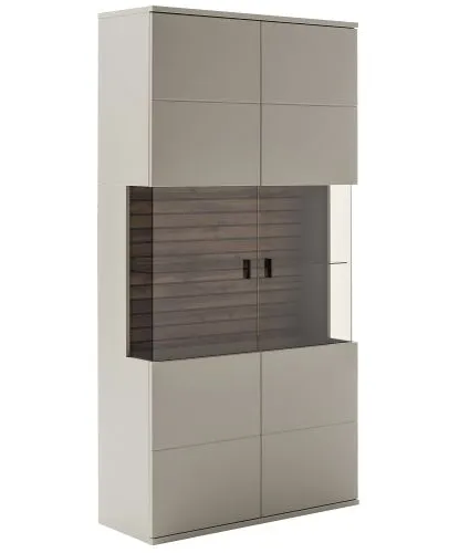 Kombi-Vitrine Lüttich | Basalt / Wotan Eiche | optional LED Beleuchtung