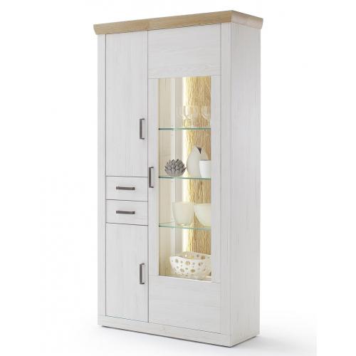 Kombi-Vitrine Madrid | Landhaus | Pinie Aurelio/ Grandson Oak | LED Beleuchtung