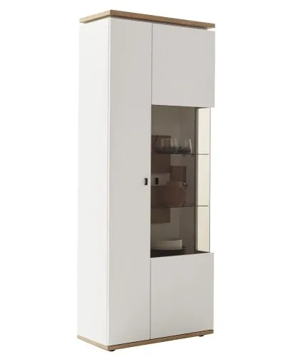 Kombi-Vitrine Matadi | Soft white / Ast-Balkeneiche