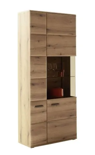 Kombi-Vitrine Naxos | Eiche Evoke | mit LED Bandbeleuchtung