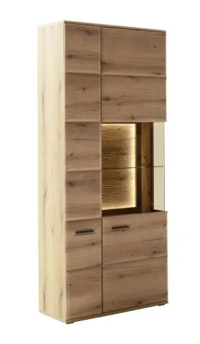 Kombi-Vitrine Naxos | Eiche Evoke | mit LED Bandbeleuchtung