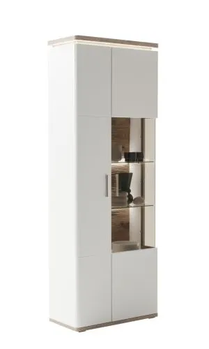 Kombi-Vitrine Palermo | Soft white / Viking Oak | mit Beleuchtung