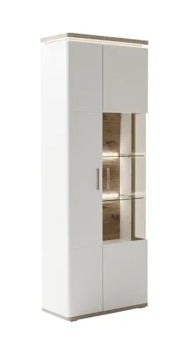 Kombi-Vitrine Palermo | Soft white / Viking Oak | mit Beleuchtung