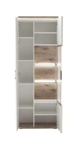 Kombi-Vitrine Palermo | Soft white / Viking Oak | mit Beleuchtung