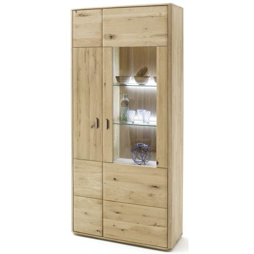 Kombi-Vitrine Ravello 2 | Balkeneiche Bianco | LED Beleuchtung