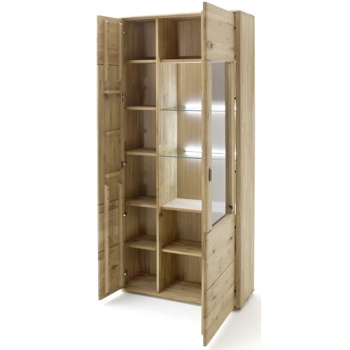 Kombi-Vitrine Ravello 2 | Balkeneiche Bianco | LED Beleuchtung