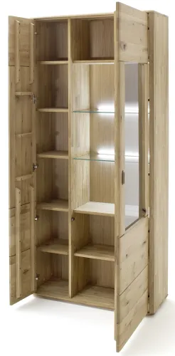 Kombi-Vitrine Ravello 2 | Balkeneiche Bianco | ohne Beleuchtung