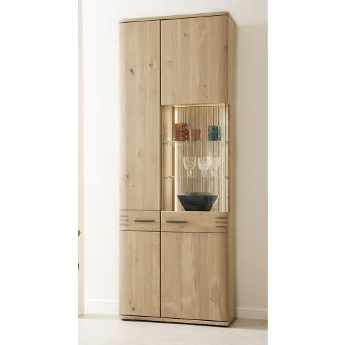 Kombi-Vitrine Salvador | Balkeneiche Bianco | LED Beleuchtung