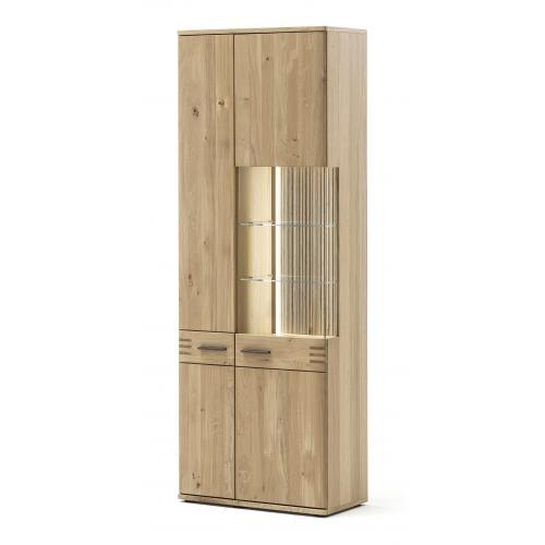 Kombi-Vitrine Salvador | Balkeneiche Bianco | LED Beleuchtung